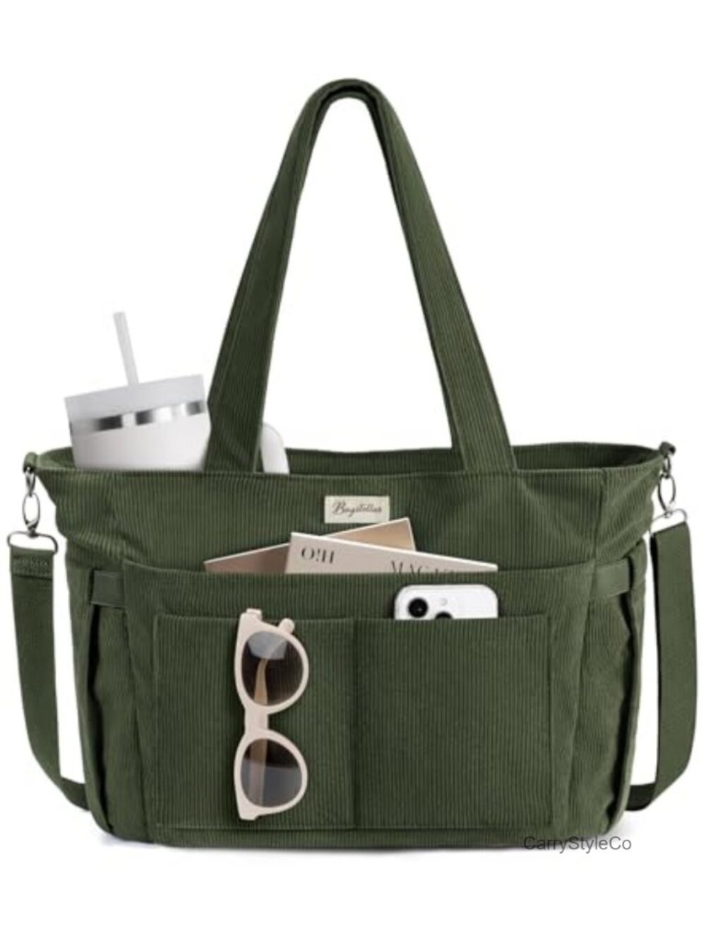 Corduroy Tote Bag for Women 17 Pockets Laptop Work Tote Purse